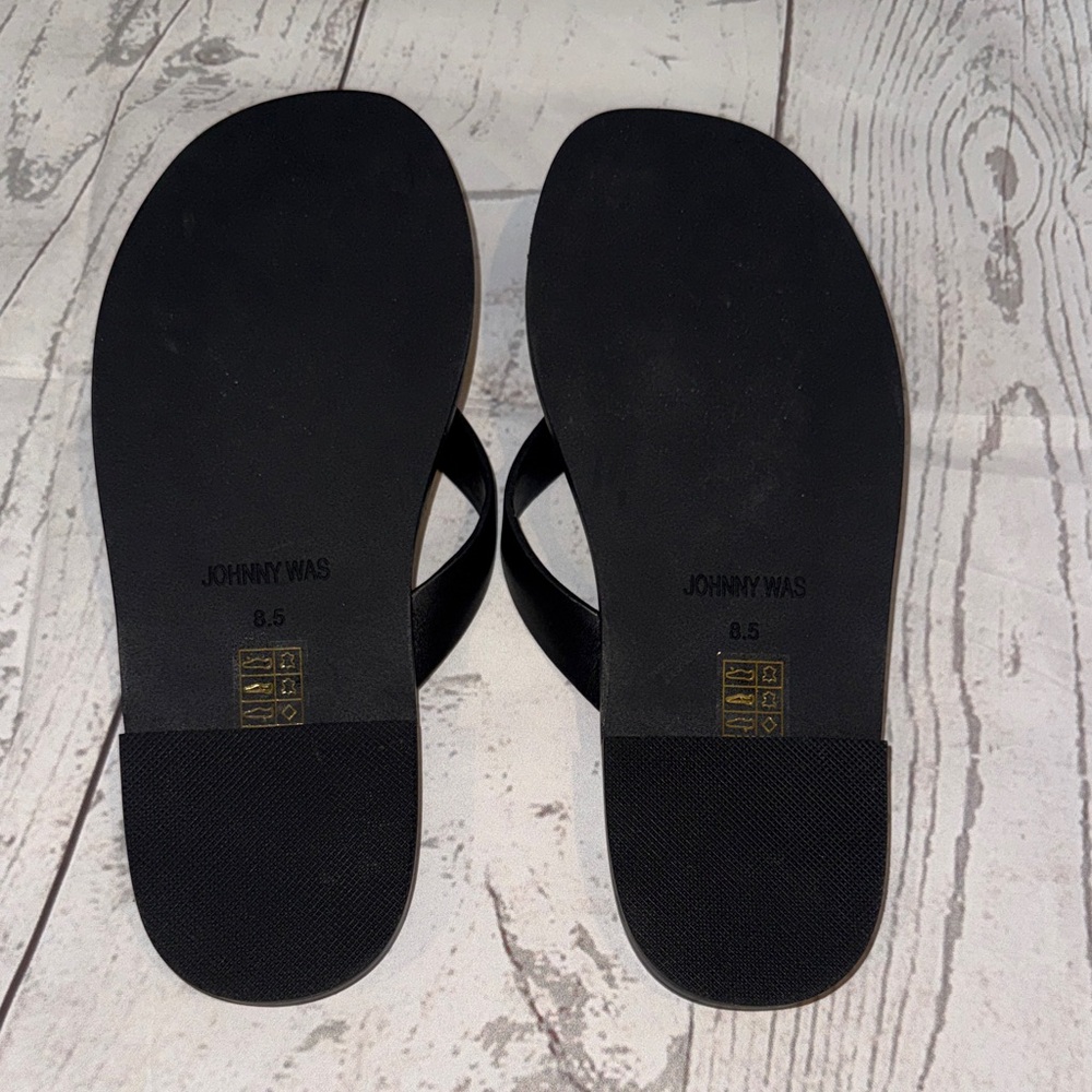 Johnny Was Women's Black Strap Floral-Print Sandals Size 8.5 - Picture 5 of 7
